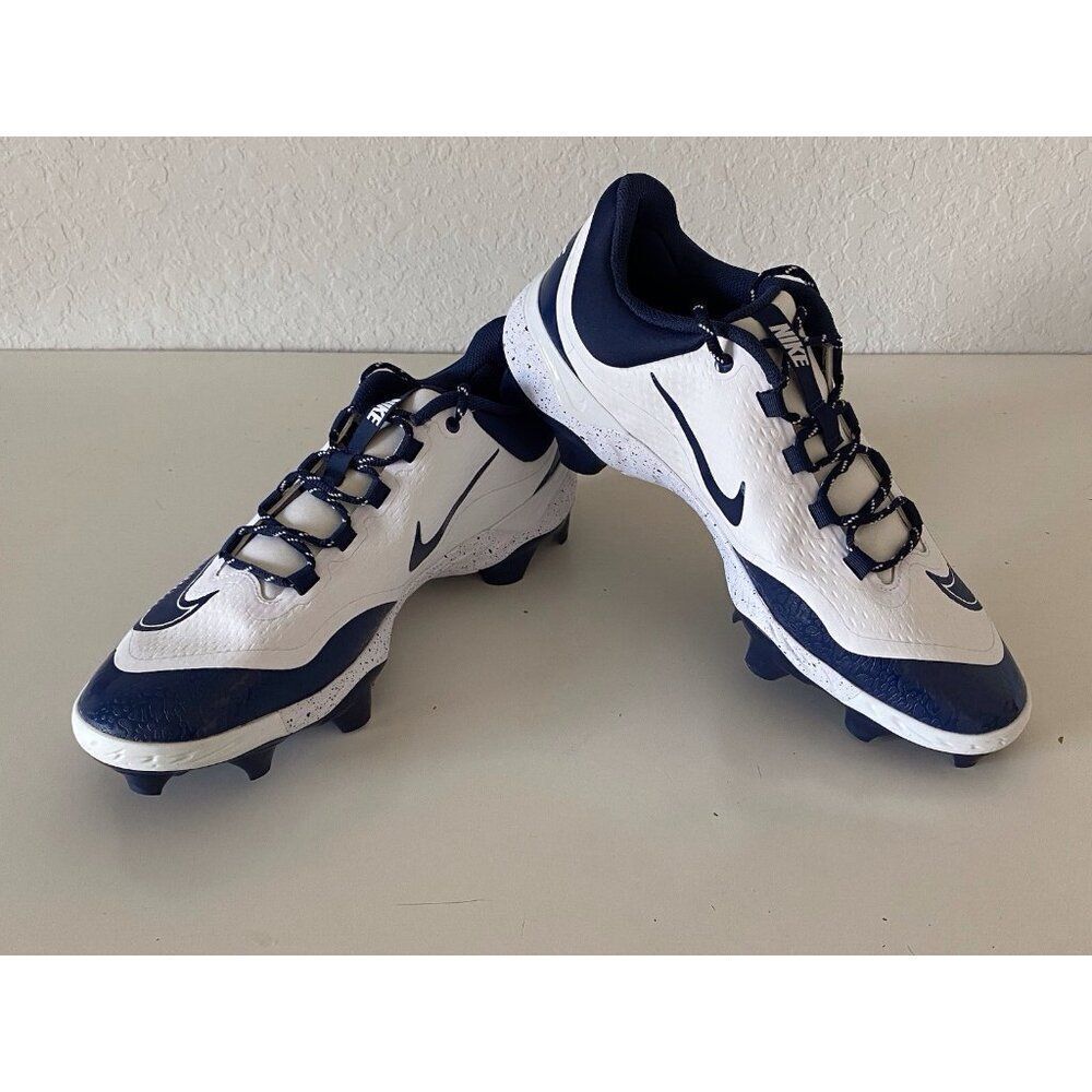 Nike Alpha Huarache Elite 4 Low MCS White Navy Molded Cleats FD6255-107 Men's 14